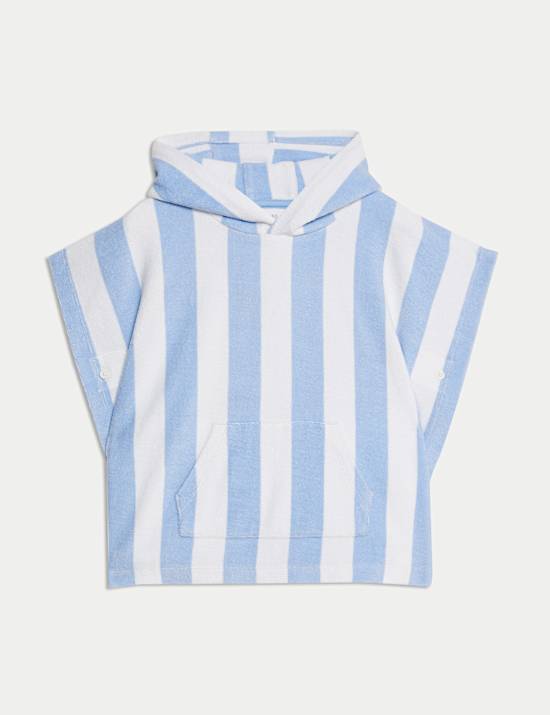 Pure Cotton Striped Towelling Poncho (0-3 Yrs)