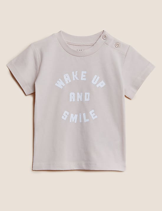 Pure Cotton Wake Up and Smile T-Shirt (0-3 Yrs)