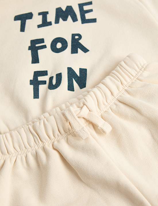 Ensemble 4 pi&egrave;ces en coton avec texte Time for Fun (jusqu&rsquo;au 5 ans)