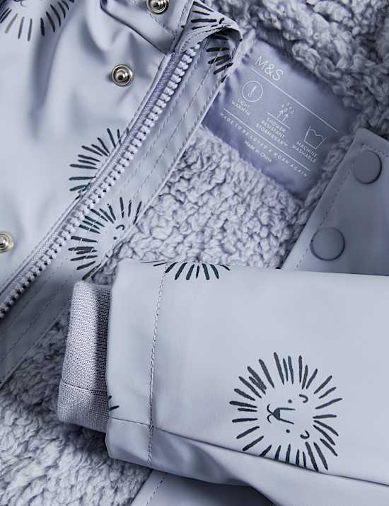 Nepromokavý plášť z umělé kůže s podšívkou a motivem lva (3 měsíce – 3 roky)