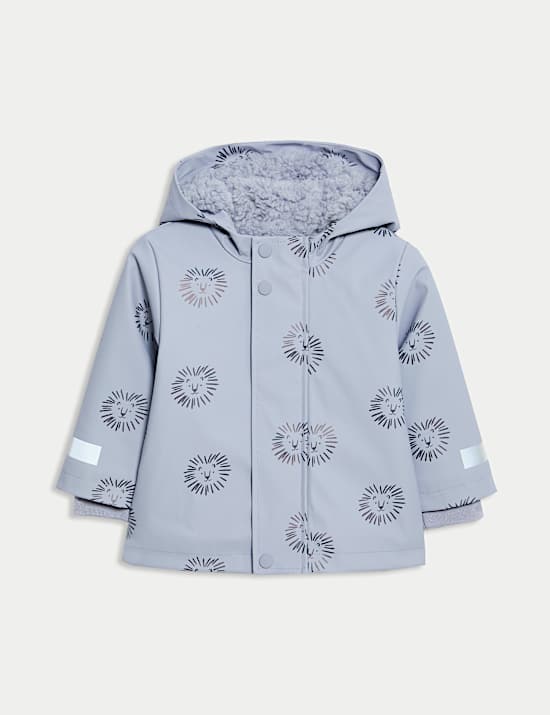 Nepromokavý plášť z umělé kůže s podšívkou a motivem lva (3 měsíce – 3 roky)