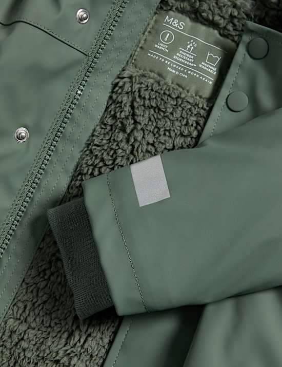 Jednobarevný rybářský kabát s kapucí, s technologií Stormwear™ a podšívkou z umělé kožešiny (6 měsíců – 3 roky)