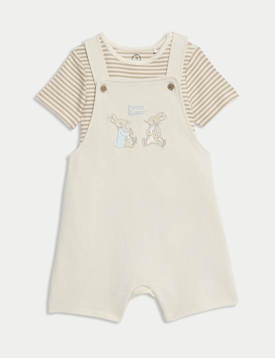 Ensemble 2 pi&egrave;ces salopette en coton &agrave; motif Peter Rabbit&trade; (jusqu&rsquo;au 3 ans)