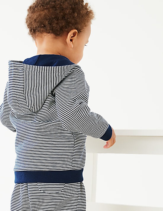 Cotton Rich Striped Zip Hoodie (0-3 Yrs)