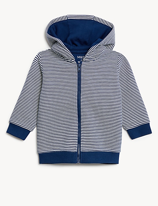 Cotton Rich Striped Zip Hoodie (0-3 Yrs)