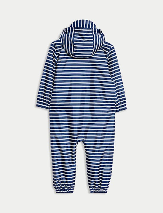 Pruhovaný rybářský overal do deště s kapucí (0–3 roky)