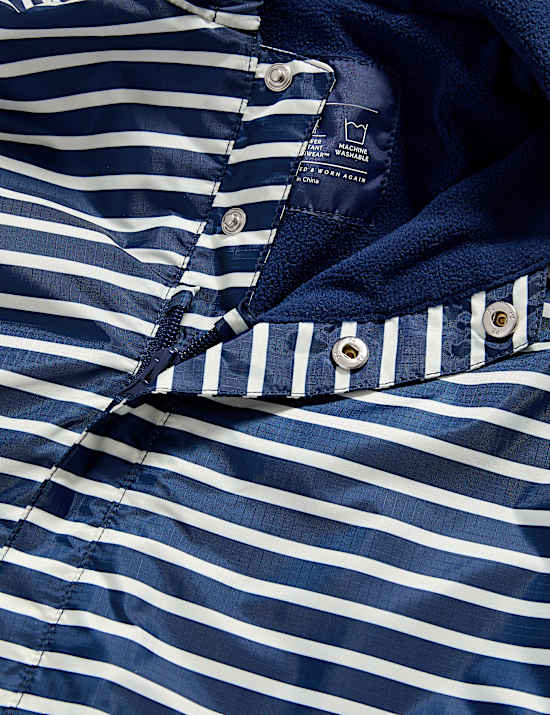 Pruhovaný rybářský overal do deště s kapucí (0–3 roky)