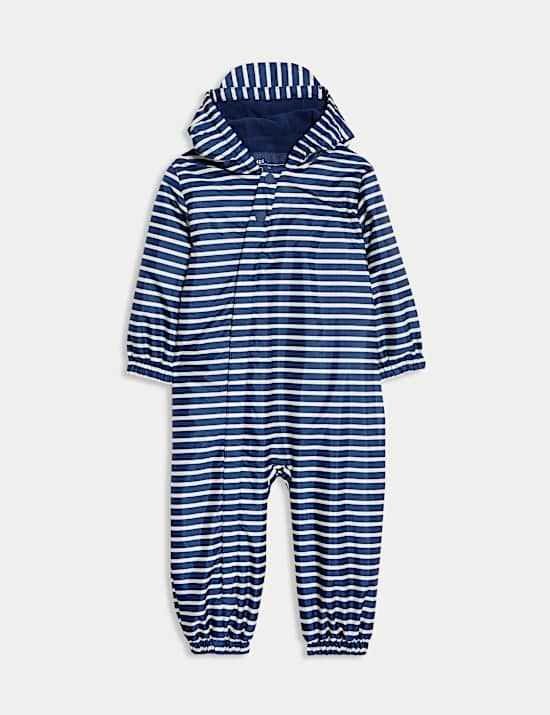 Mono para jugar estilo pescador con capucha de rayas (0-3 años)