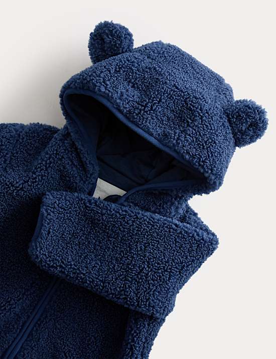 Bunda s kapsami a kapucí, z umělé kožešiny (0–3 roky)