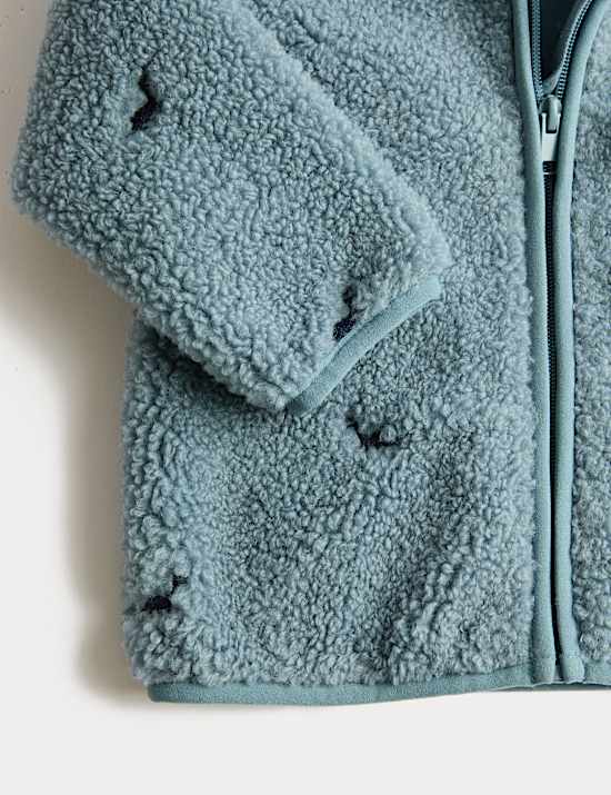 Bunda s kapucí, z umělé kožešiny s motivem dinosaurů (0–3 roky)