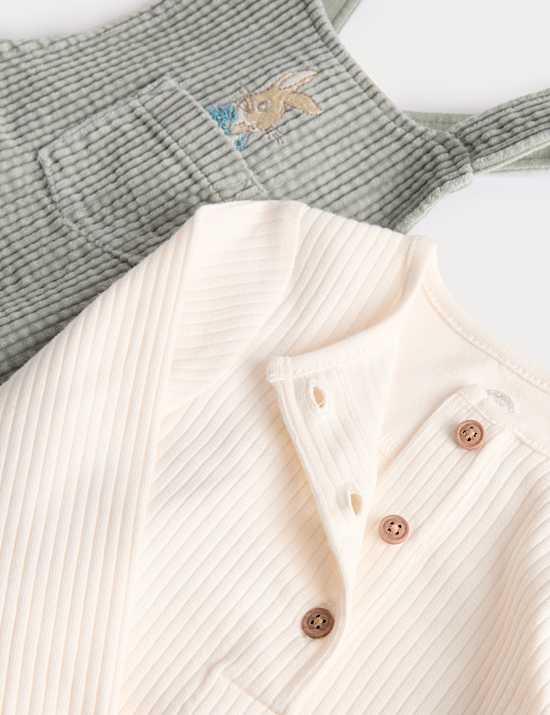 2pc Peter Rabbit™ Cord Dungarees and Top Outfit (0 Mths-3 Yrs)