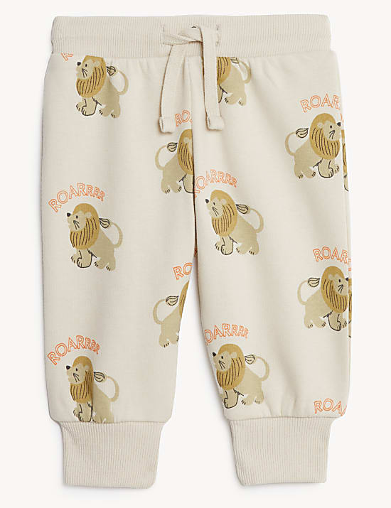 Cotton Rich Lion Print Joggers