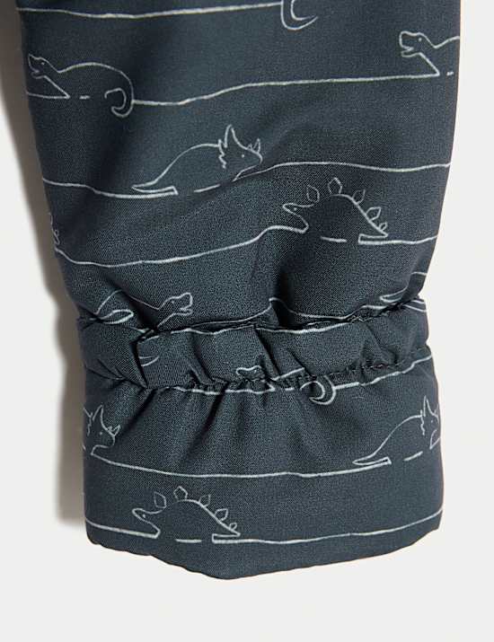 Zateplená zimní kombinéza s kapucí a potiskem (0–3 roky)