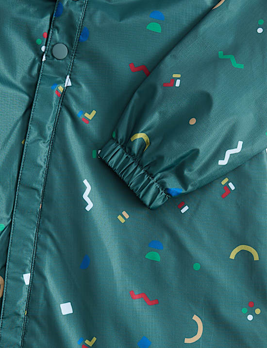 Combinaison de pluie &agrave; capuche et motif abstrait (jusqu&rsquo;au 5 ans)