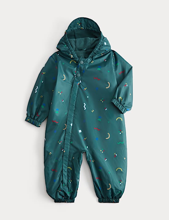 Combinaison de pluie &agrave; capuche et motif abstrait (jusqu&rsquo;au 5 ans)