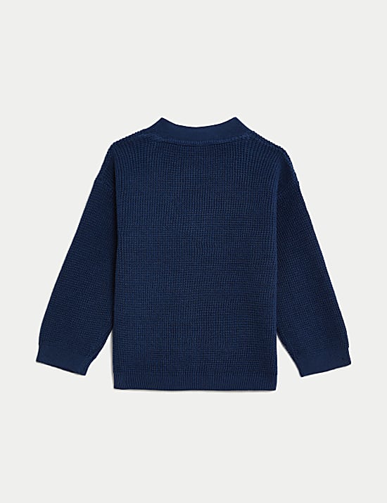 Pure Cotton Knitted Textured Cardigan (0-3 Yrs)