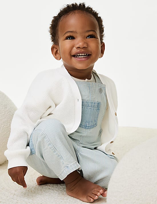 Pure Cotton Knitted Textured Cardigan (0-3 Yrs)