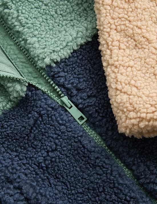 Borg Colour Block Funnel Neck Jacket (0-5 Yrs)