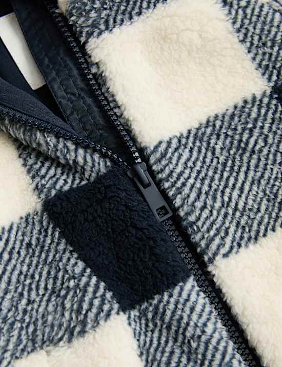 Borg Checked Funnel Neck Jacket (0-5 Yrs)