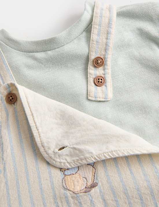 3 Piece Peter Rabbit&trade; Stripe Bibshort Outfit (0-3 Years)