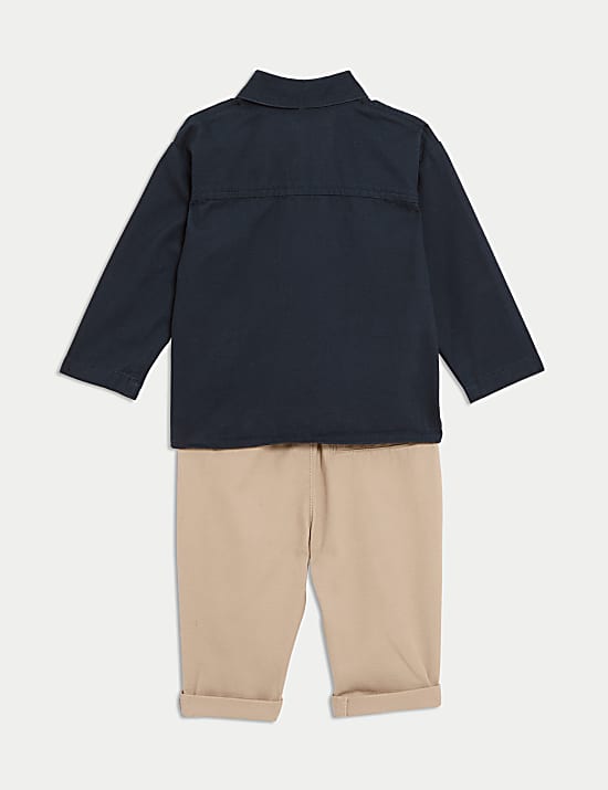 תלבושת 3 חלקים מכותנה טהורה עם פסים (0-&rlm;3 שנים)