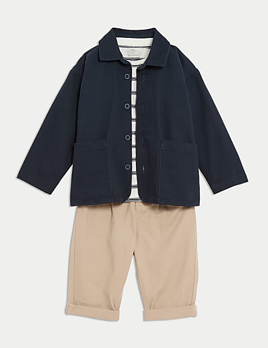 3pc Pure Cotton Striped Outfit (0-3 Yrs)
