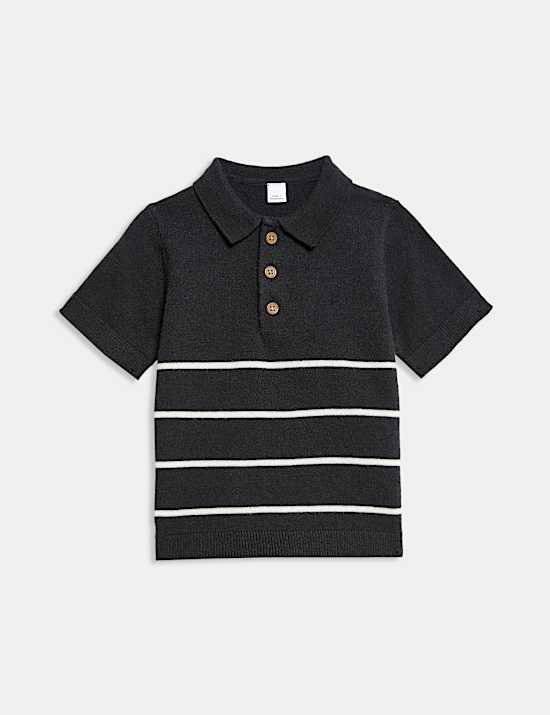 2pc Cotton Blend Striped Knit Polo Outfit (0 Mths-3 Yrs)