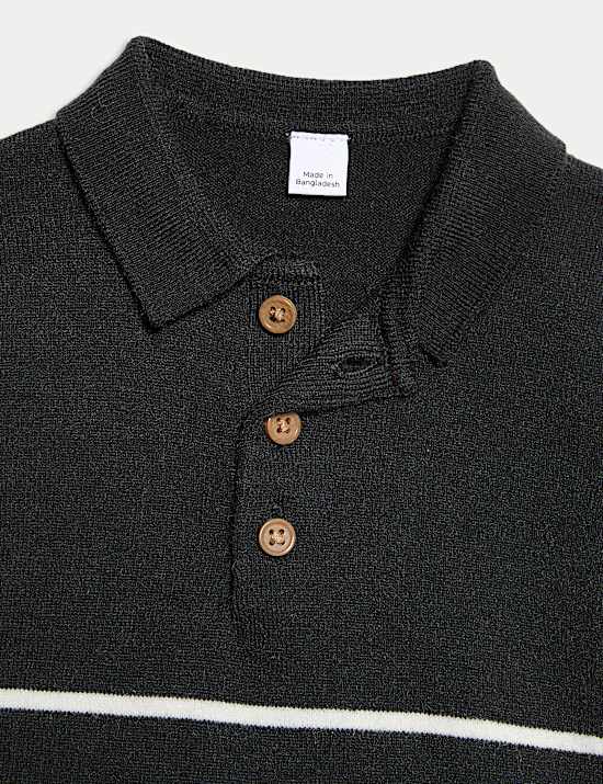 2pc Cotton Blend Striped Knit Polo Outfit (0 Mths-3 Yrs)