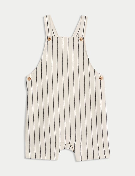 2pc Cotton Linen Striped Dungaree Outfit (0-3 Yrs)