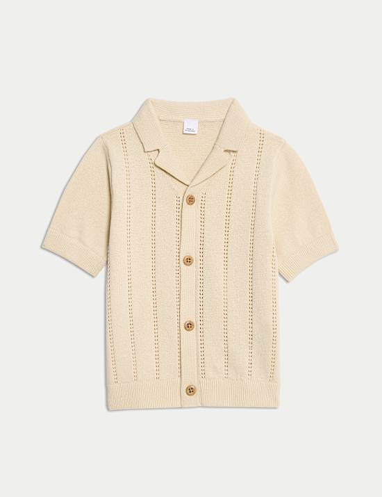 Pure Cotton Knitted Cream Shirt (0-3 Yrs)