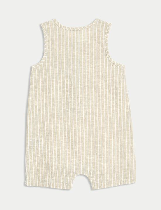 Cotton Rich Striped Button Through Romper (0-3 Yrs)