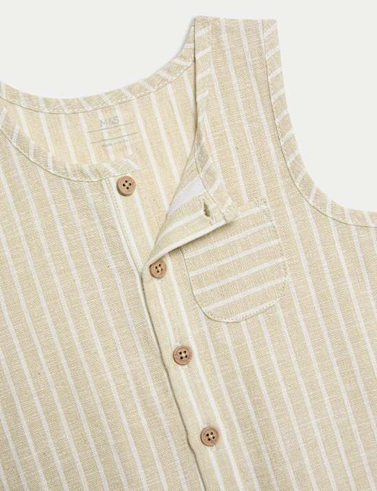 Cotton Rich Striped Button Through Romper (0-3 Yrs)