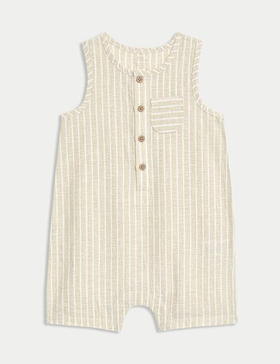 Cotton Rich Striped Button Through Romper (0-3 Yrs)
