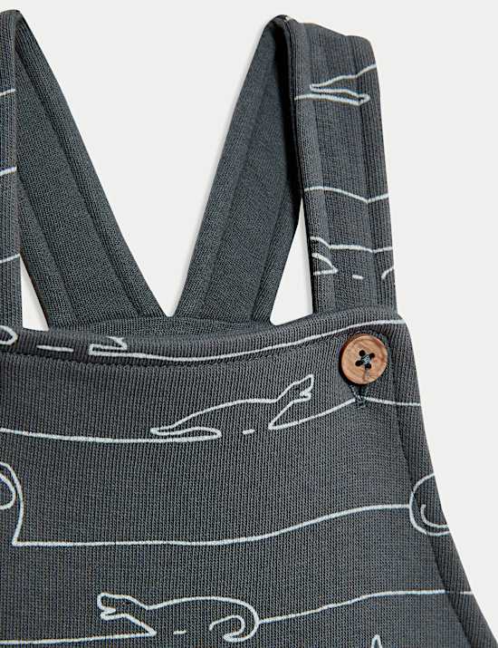 2pc Cotton Rich Jersey Dino Dungaree Outfit (0-3 Yrs)