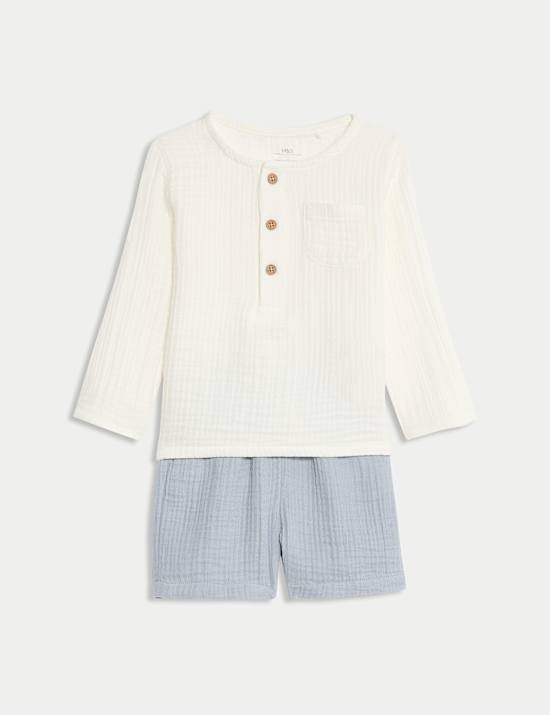 2pc Pure Cotton Top & Shorts Outfit (0-3 Yrs)