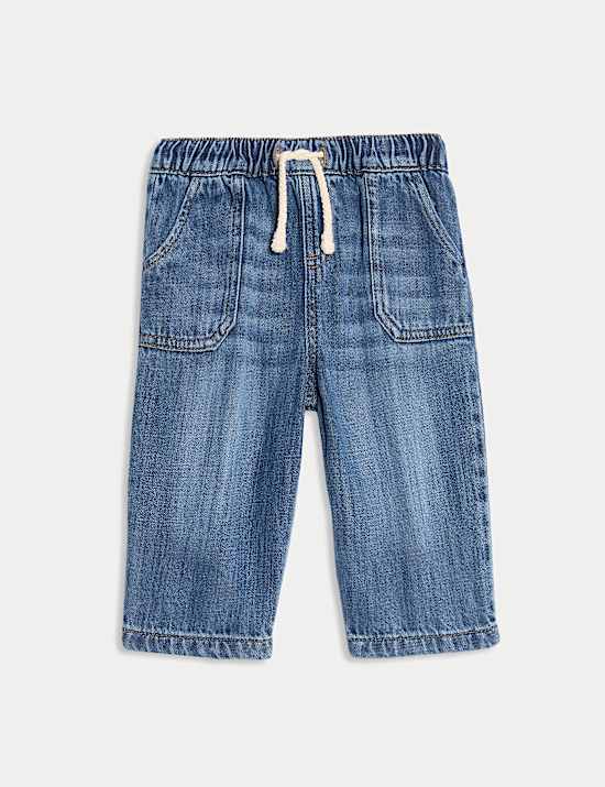 Jean en coton denim à cordon (jusqu’au 3&nbsp;ans)