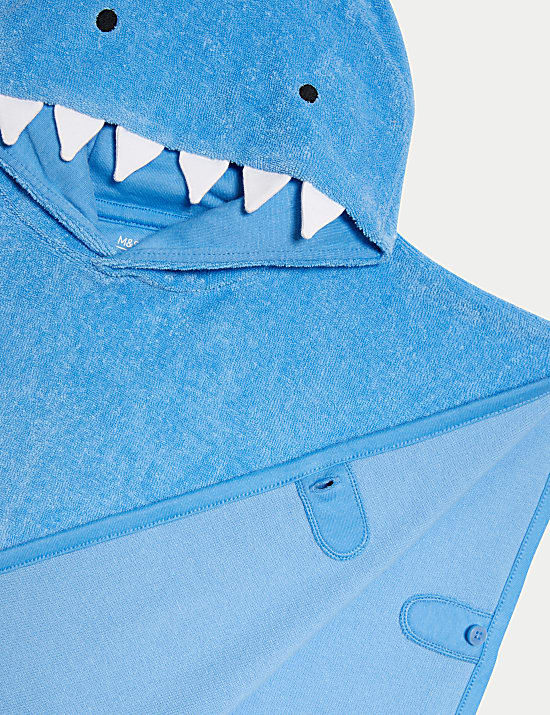 Pure Cotton Shark Towelling Poncho (0-36 Mths)
