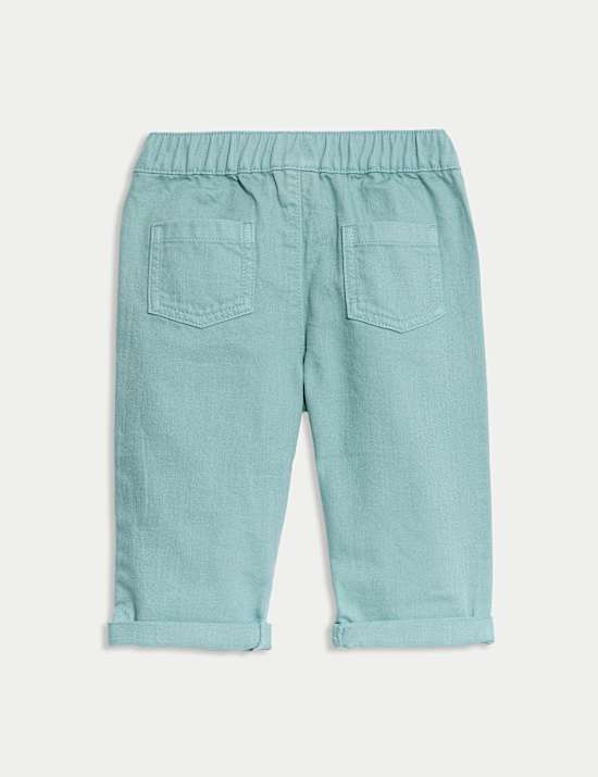 Pure Cotton Elasticated Waist Trousers (0-3 Yrs)