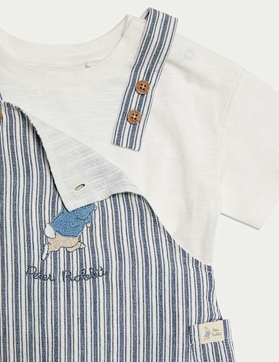3pc Pure Cotton Peter Rabbit&trade; Striped Outfit (0-3 Yrs)