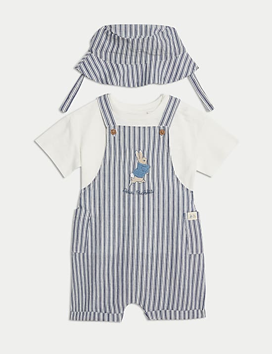 3-teiliges Gestreiftes Outfit aus reiner Baumwolle mit Peter Rabbit™ Motiv (0–3&nbsp;J.)