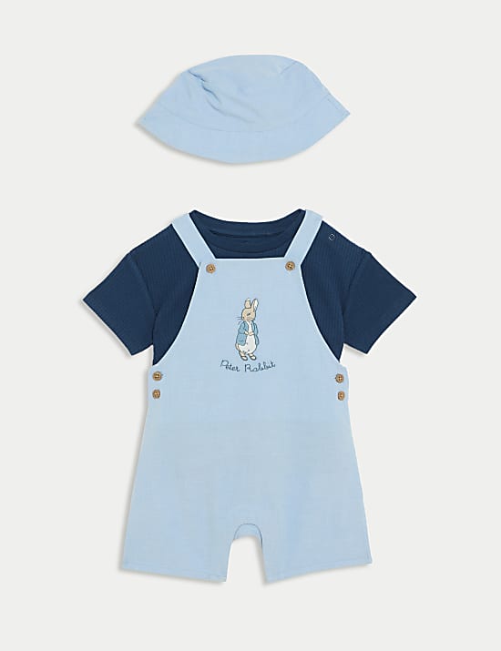 3pc Cotton Rich Peter Rabbit™ Dungaree Outfit (0-3 Yrs)