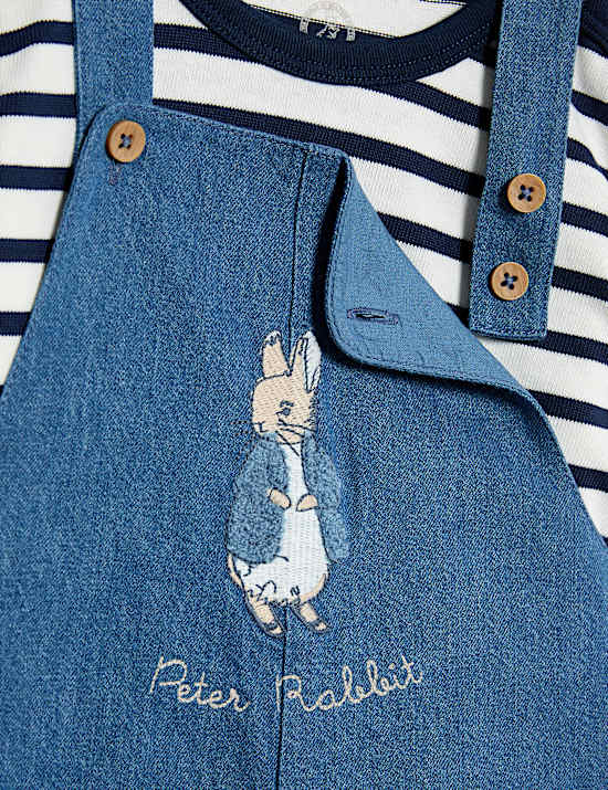 Ensemble 2&nbsp;pi&egrave;ces salopette &agrave; rayures 100&nbsp;% coton &agrave; motif Peter Rabbit&trade; (jusqu&rsquo;au 3&nbsp;ans)