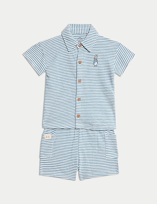 2-tlg. Gestreiftes Outfit aus reiner Baumwolle mit Peter Rabbit™ Motiv (0–3&nbsp;J.)