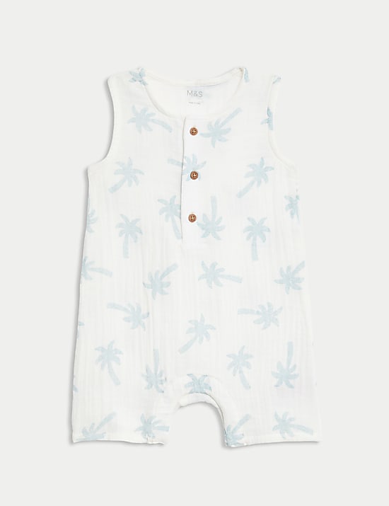 Pelele 100% algodón con diseño de palmeras (0-3 años)
