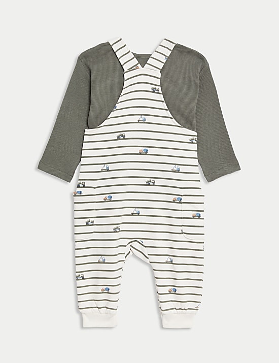 2pc Cotton Rich Striped Transport Outfit (0-3 Yrs)