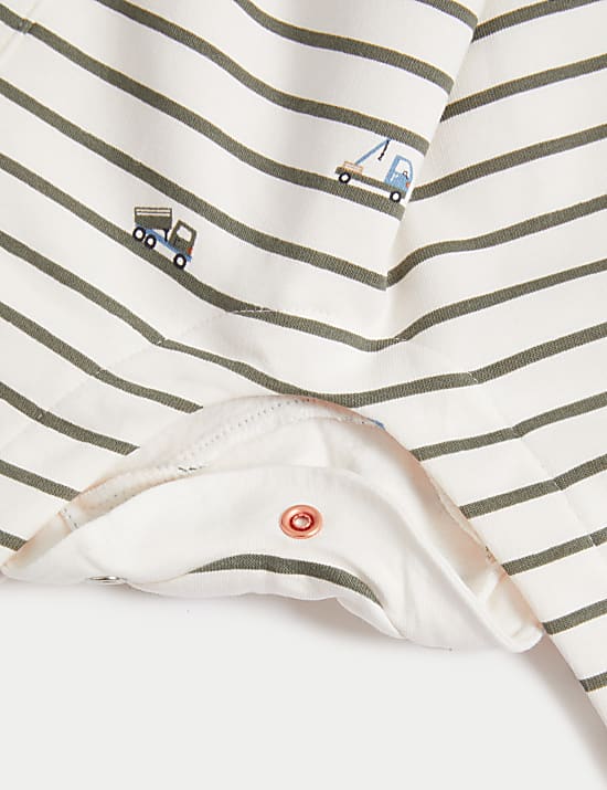 2pc Cotton Rich Striped Transport Outfit (0-3 Yrs)