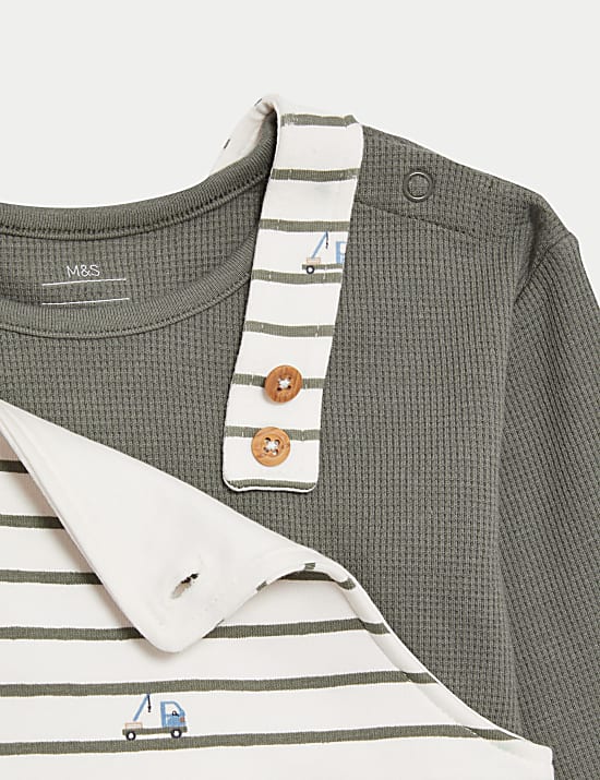 2pc Cotton Rich Striped Transport Outfit (0-3 Yrs)