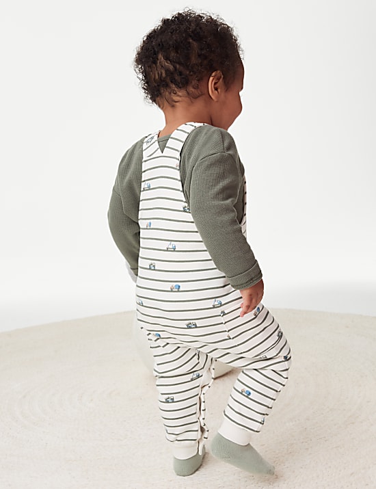 2pc Cotton Rich Striped Transport Outfit (0-3 Yrs)