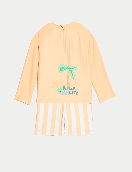 2pc Striped Long Sleeve Swim Set (0-3 Yrs)