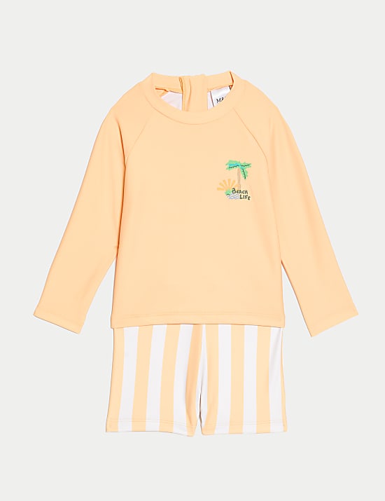 2pc Striped Long Sleeve Swim Set (0-3 Yrs)